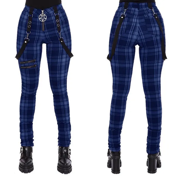 Plaid High Waist Pants Women