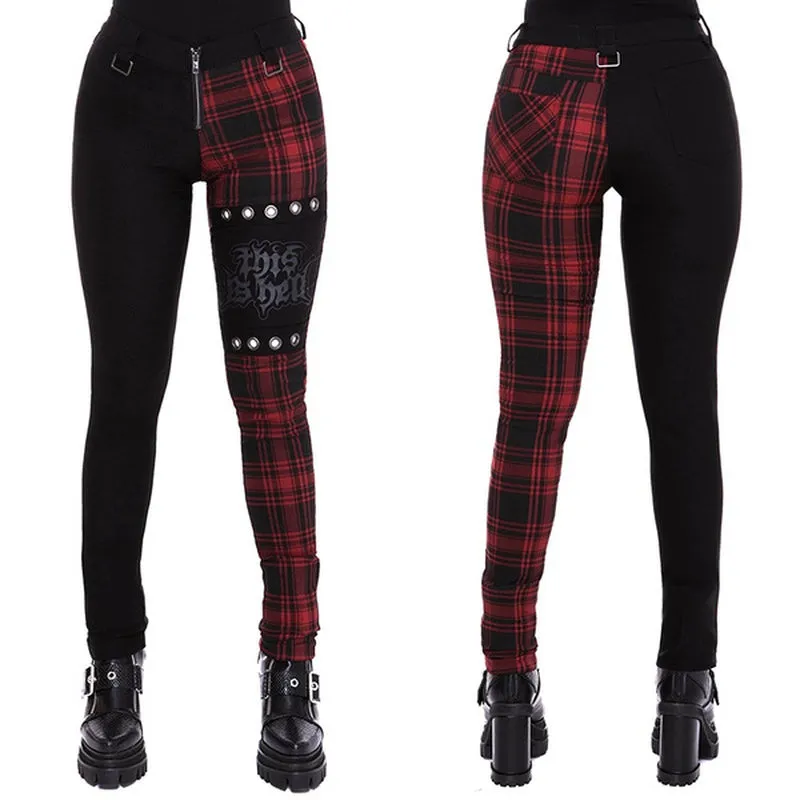 Plaid High Waist Pants Women