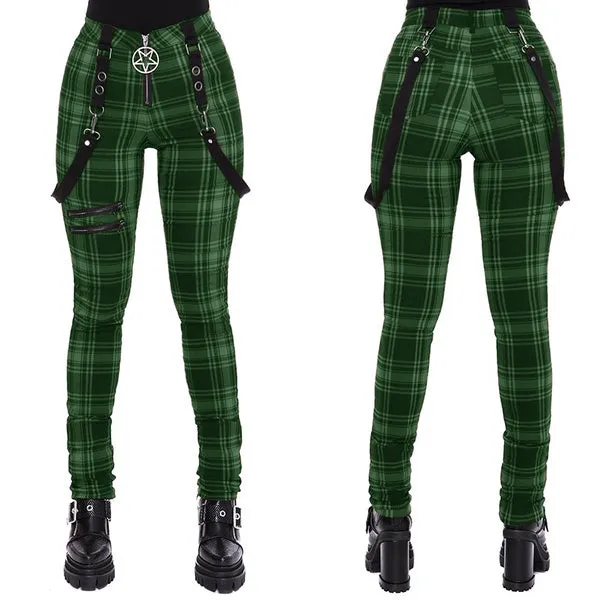 Plaid High Waist Pants Women