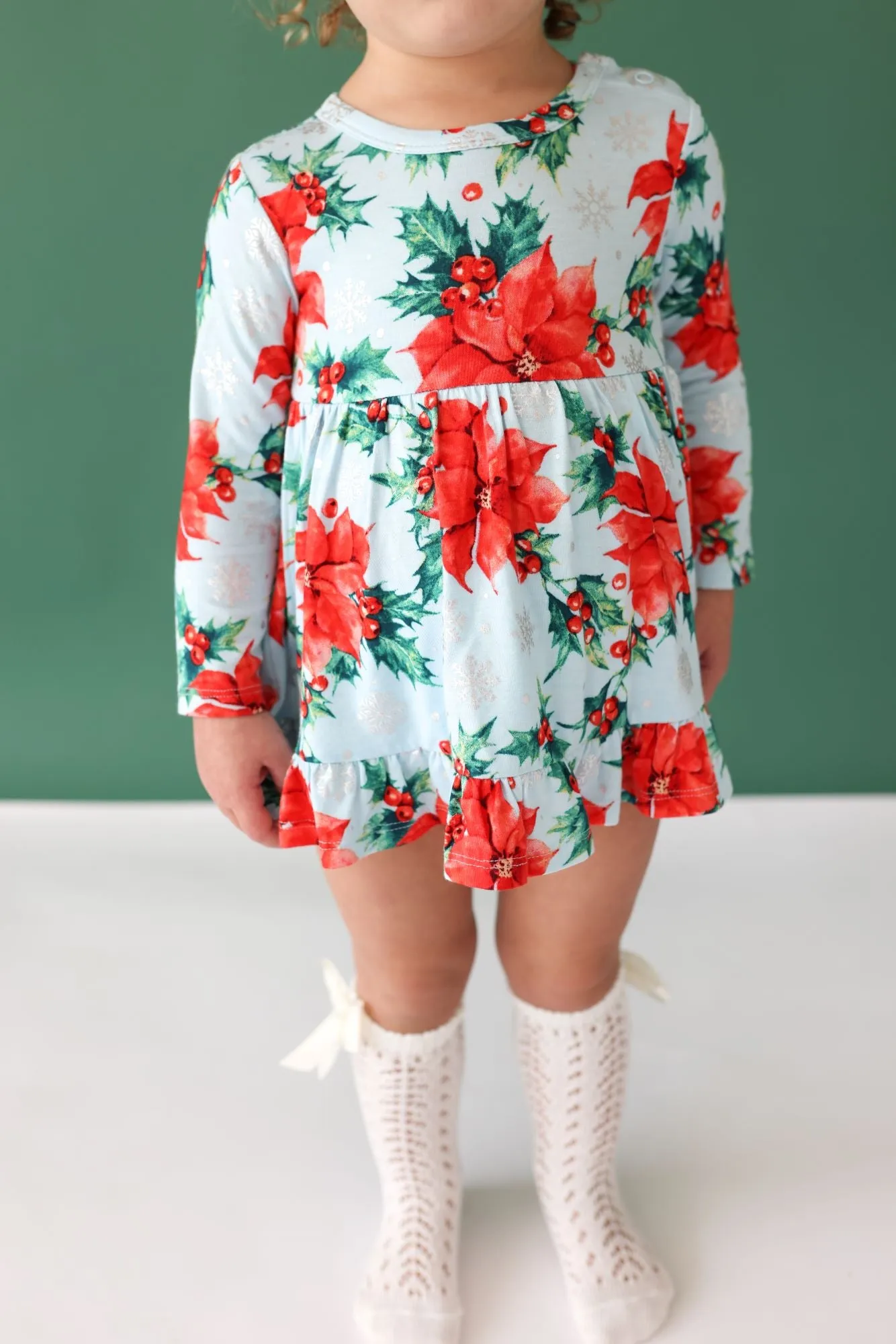 Posh Peanut Winter Lily L/S Ruffled Bodysuit Dress