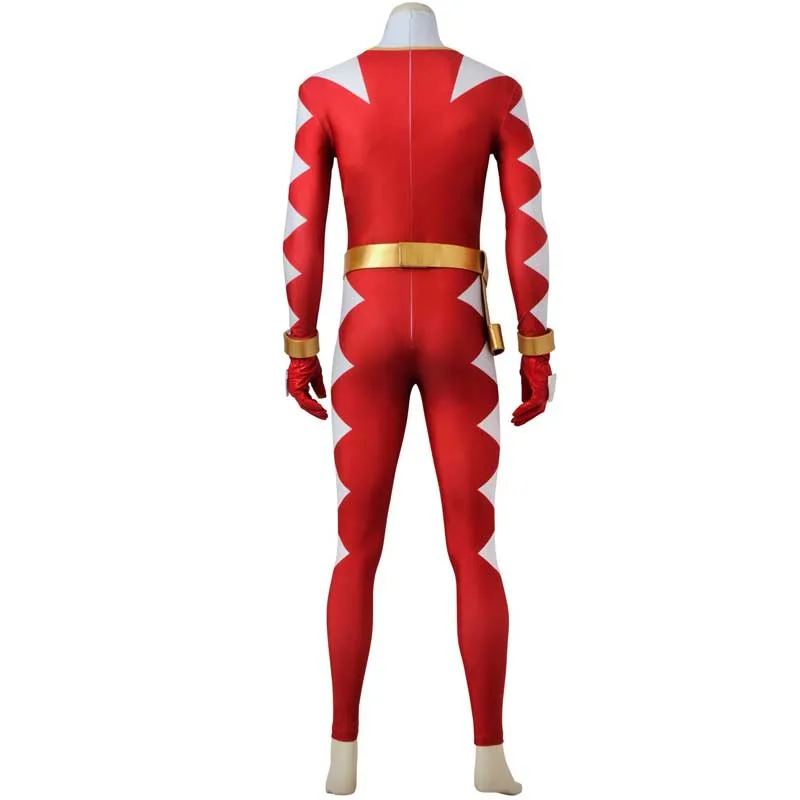 Power Rangers Costume Dino Thunder Red Dino Ranger Onesies Jumpsuit Zentai Bodysuit Boots Cosplay Adult