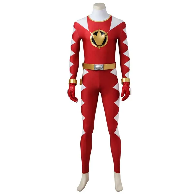 Power Rangers Costume Dino Thunder Red Dino Ranger Onesies Jumpsuit Zentai Bodysuit Boots Cosplay Adult