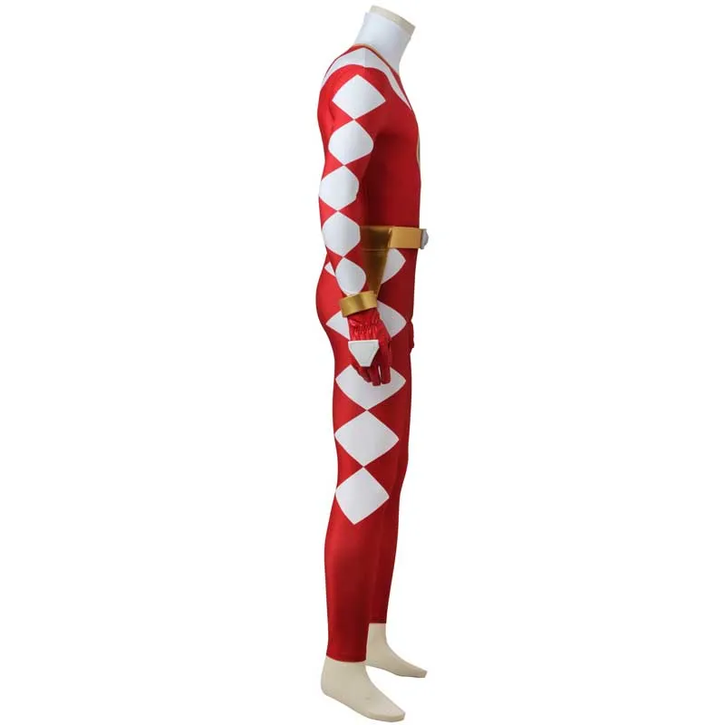 Power Rangers Costume Dino Thunder Red Dino Ranger Onesies Jumpsuit Zentai Bodysuit Boots Cosplay Adult