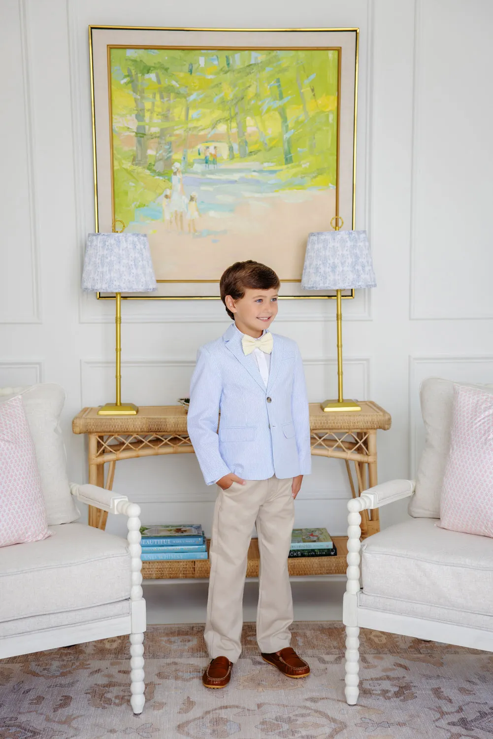 Prep School Pants - Keeneland Khaki with Nantucket Navy Stork