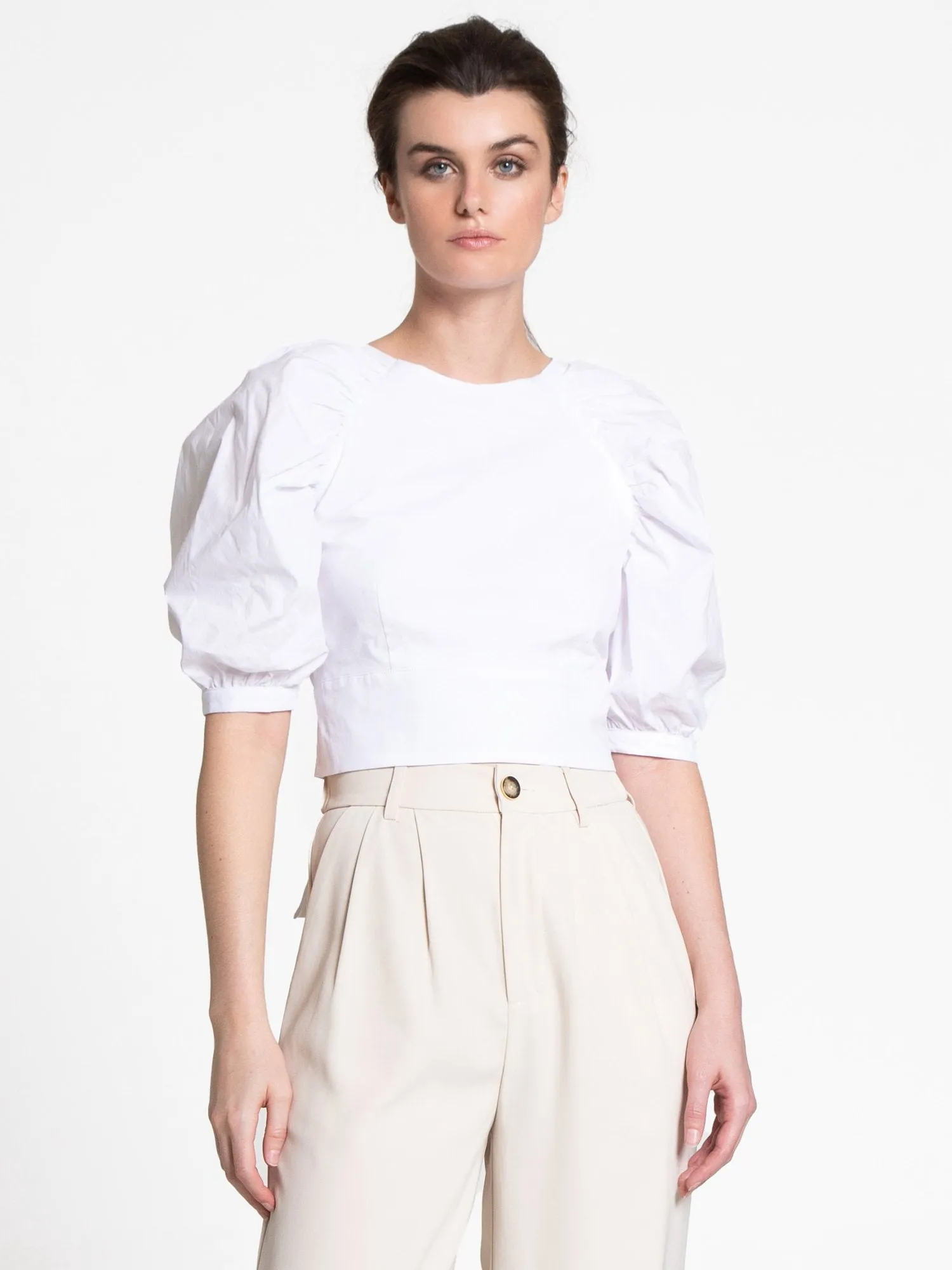 Puff-Sleeve Bow Tie Poplin Top - Do Be