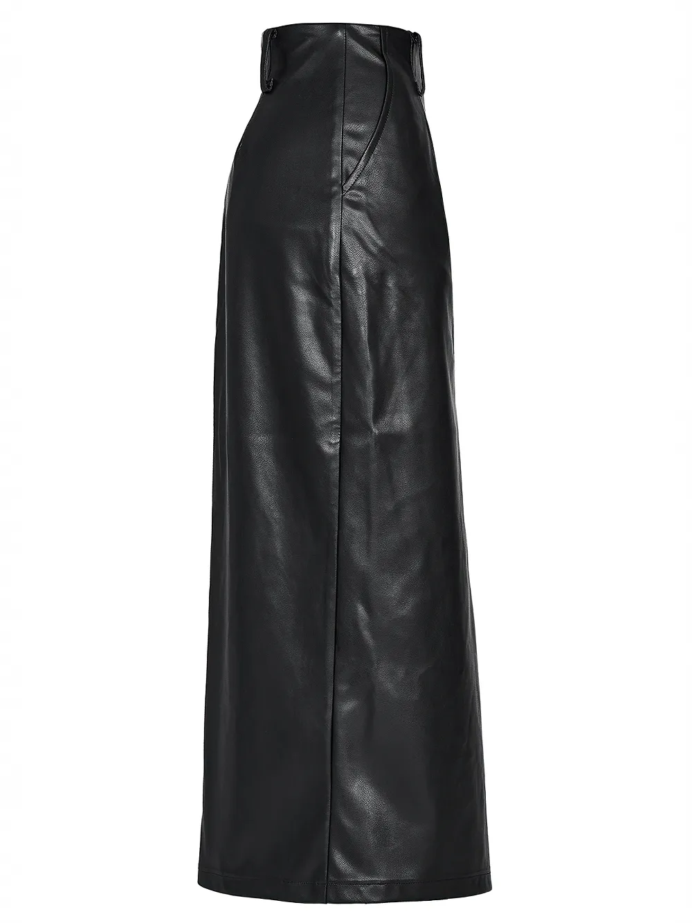 Punk Rave Black Faux Leather High Waist A-Line Split Skirt