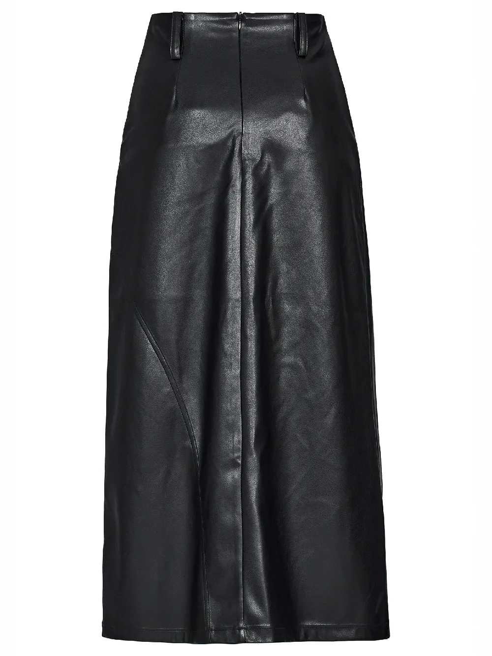 Punk Rave Black Faux Leather High Waist A-Line Split Skirt