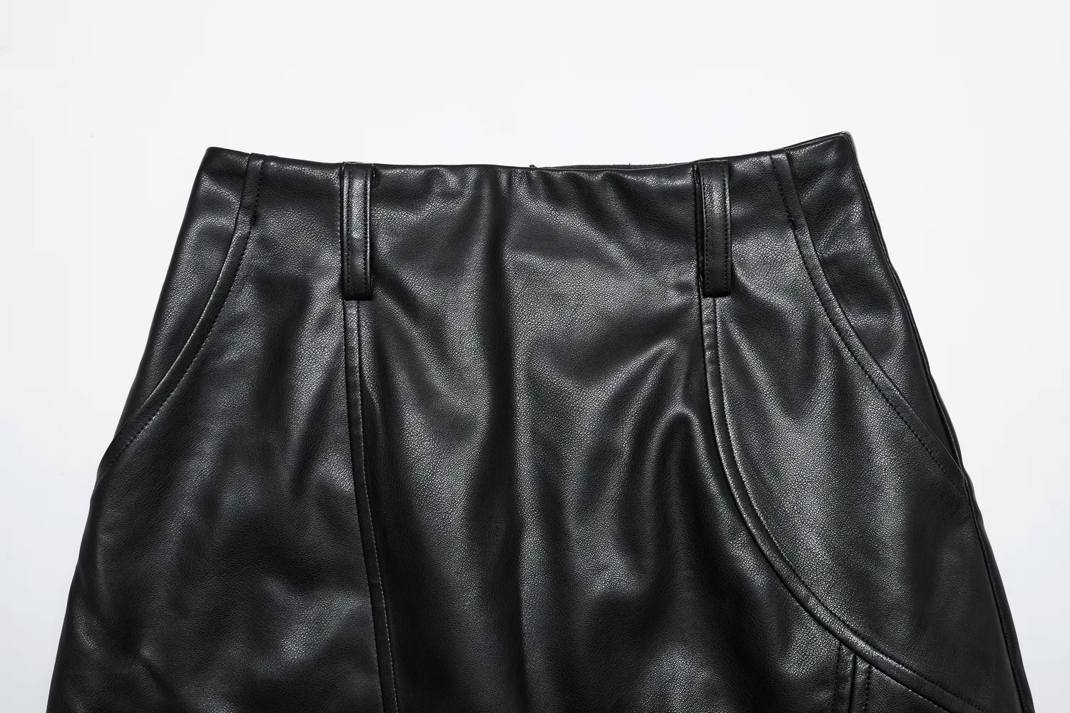 Punk Rave Black Faux Leather High Waist A-Line Split Skirt