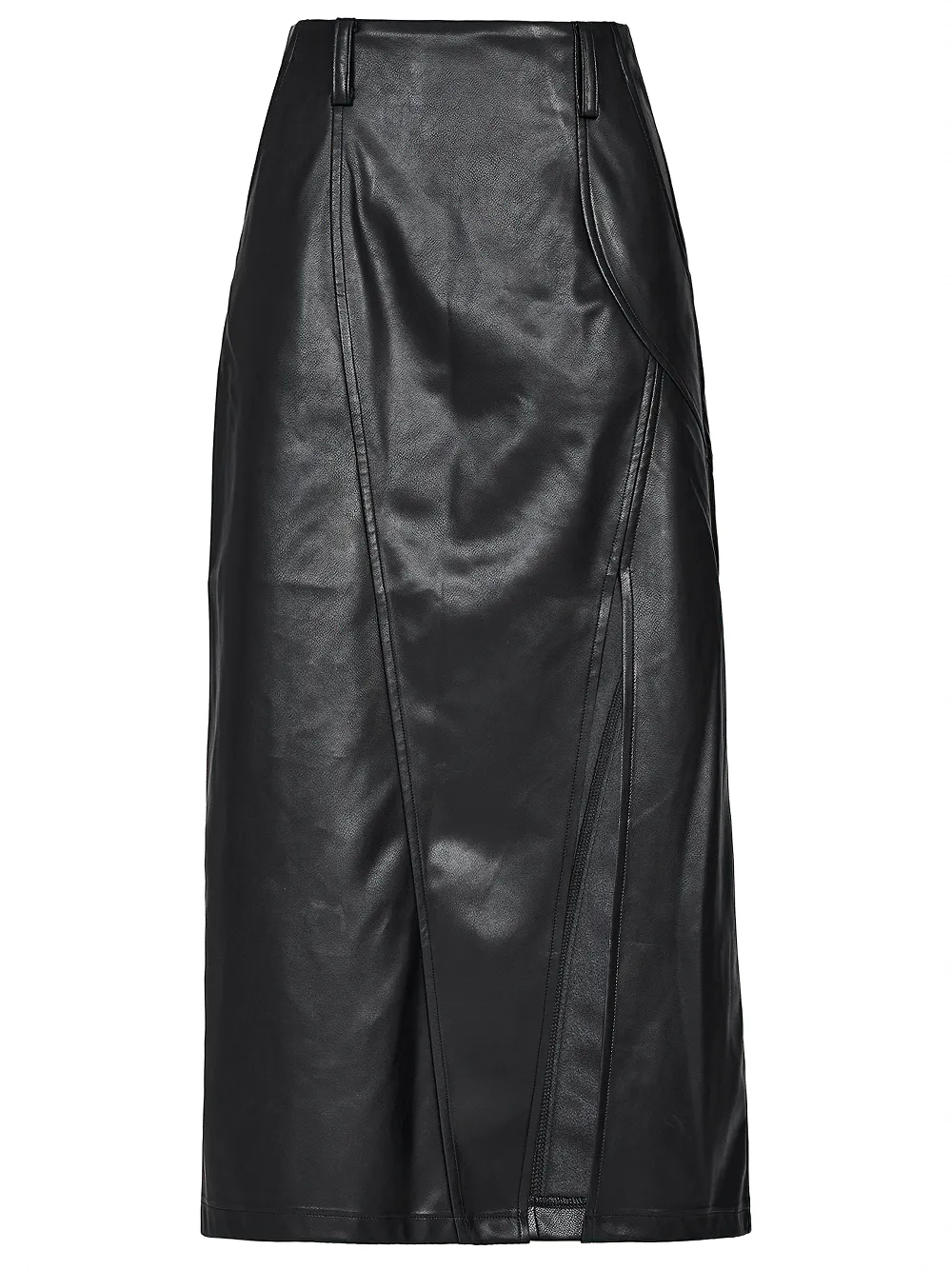 Punk Rave Black Faux Leather High Waist A-Line Split Skirt