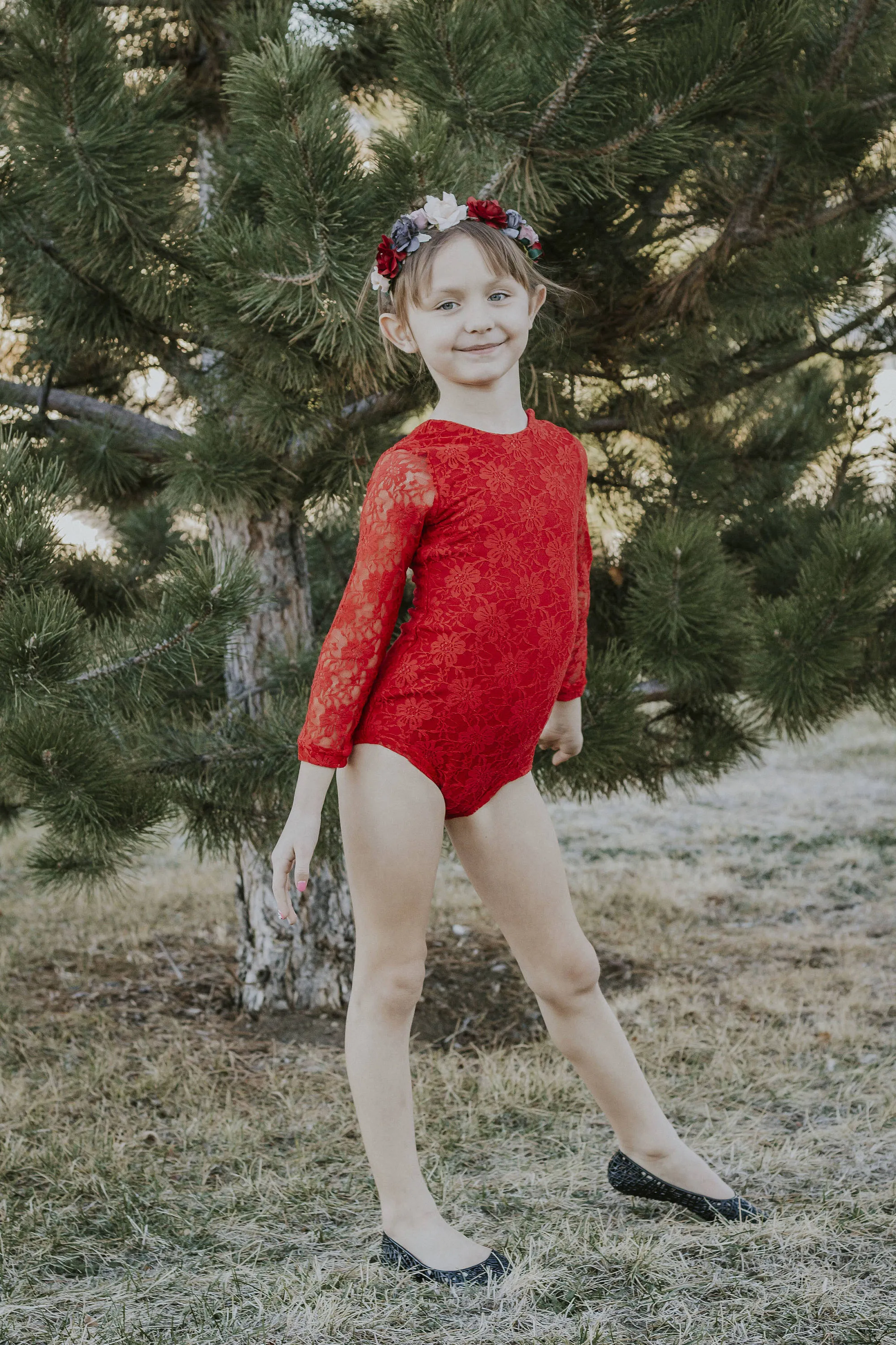 Purple Floral Lace Leotard