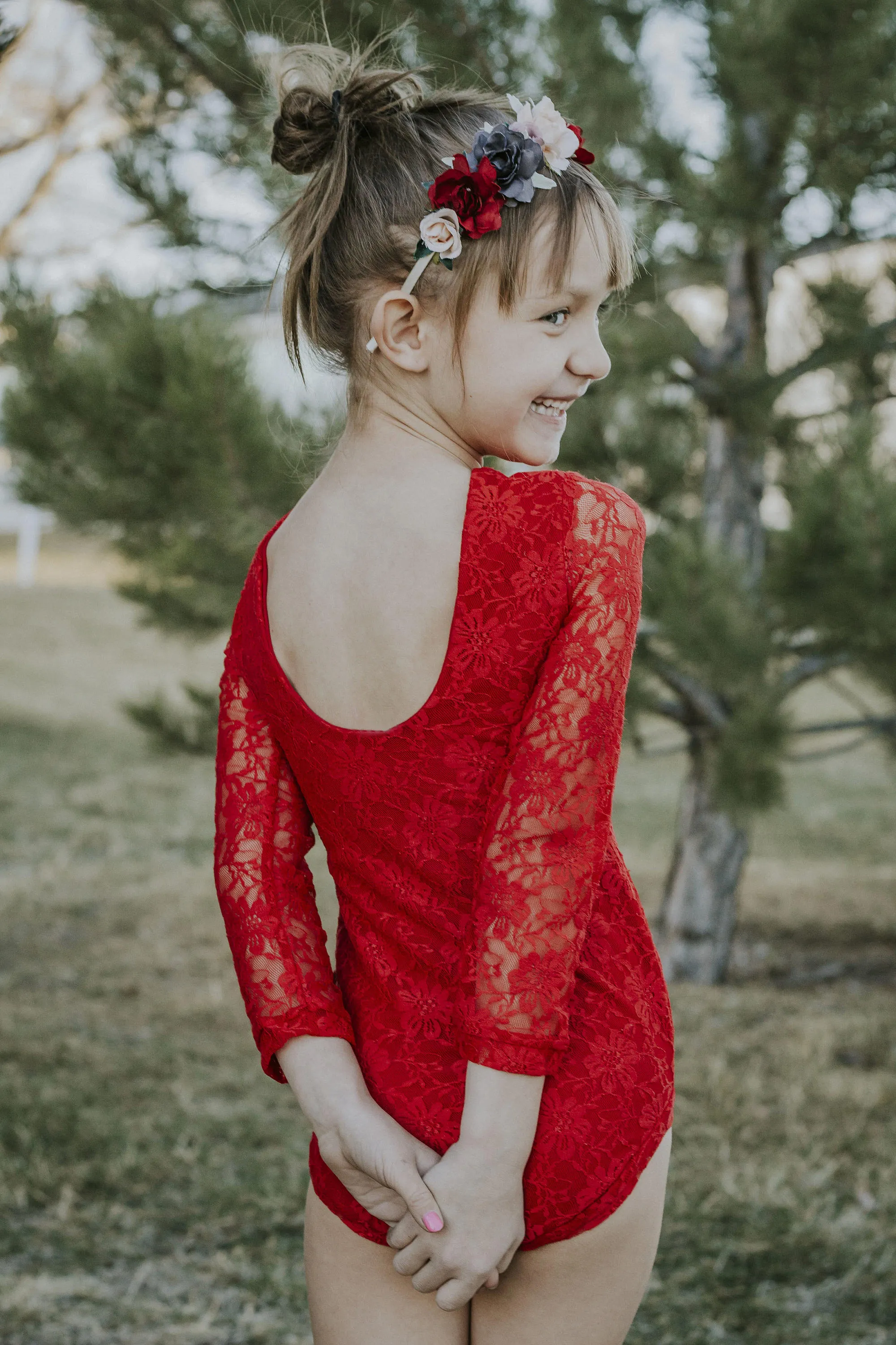 Purple Floral Lace Leotard