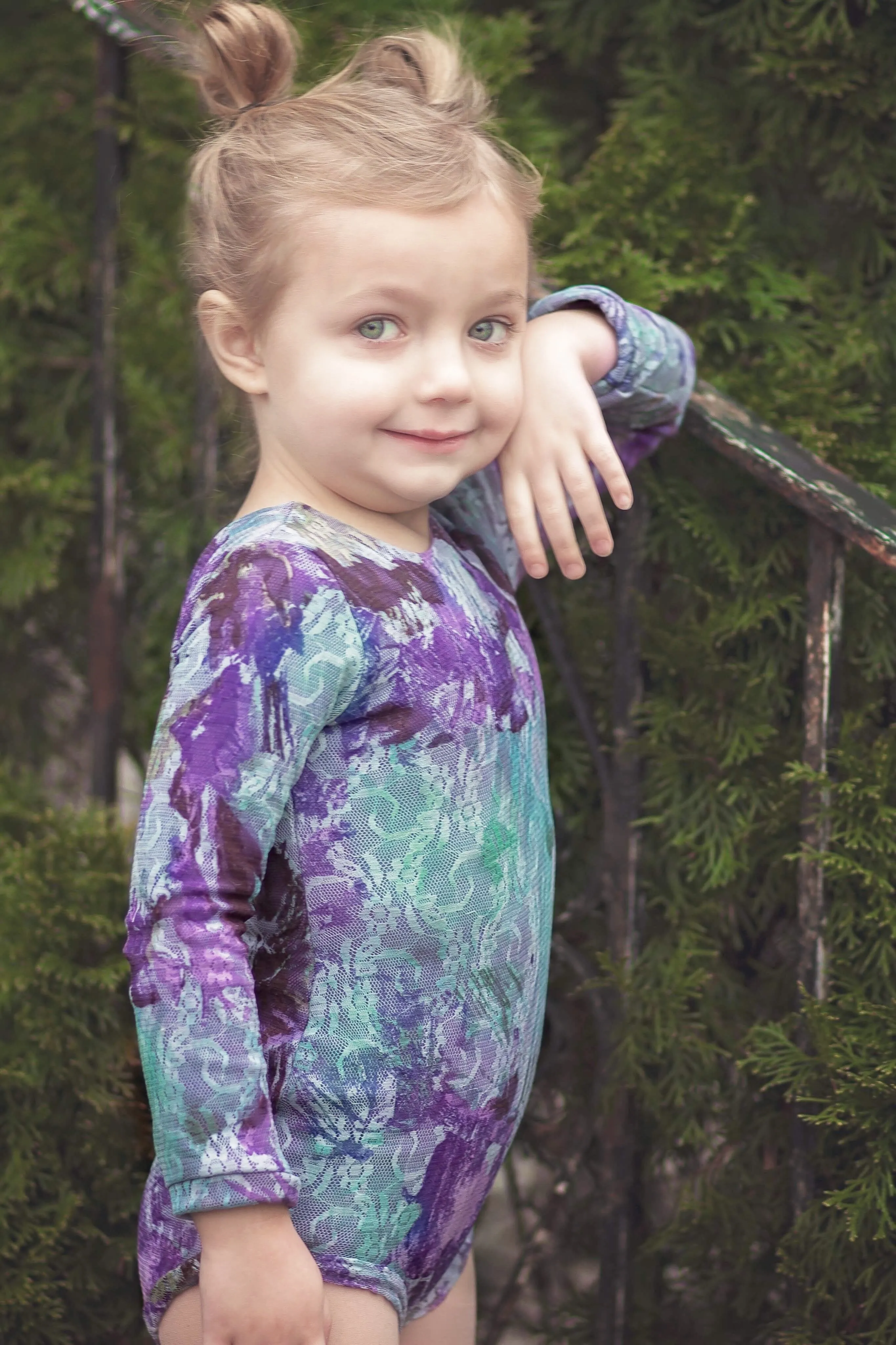 Purple Floral Lace Leotard