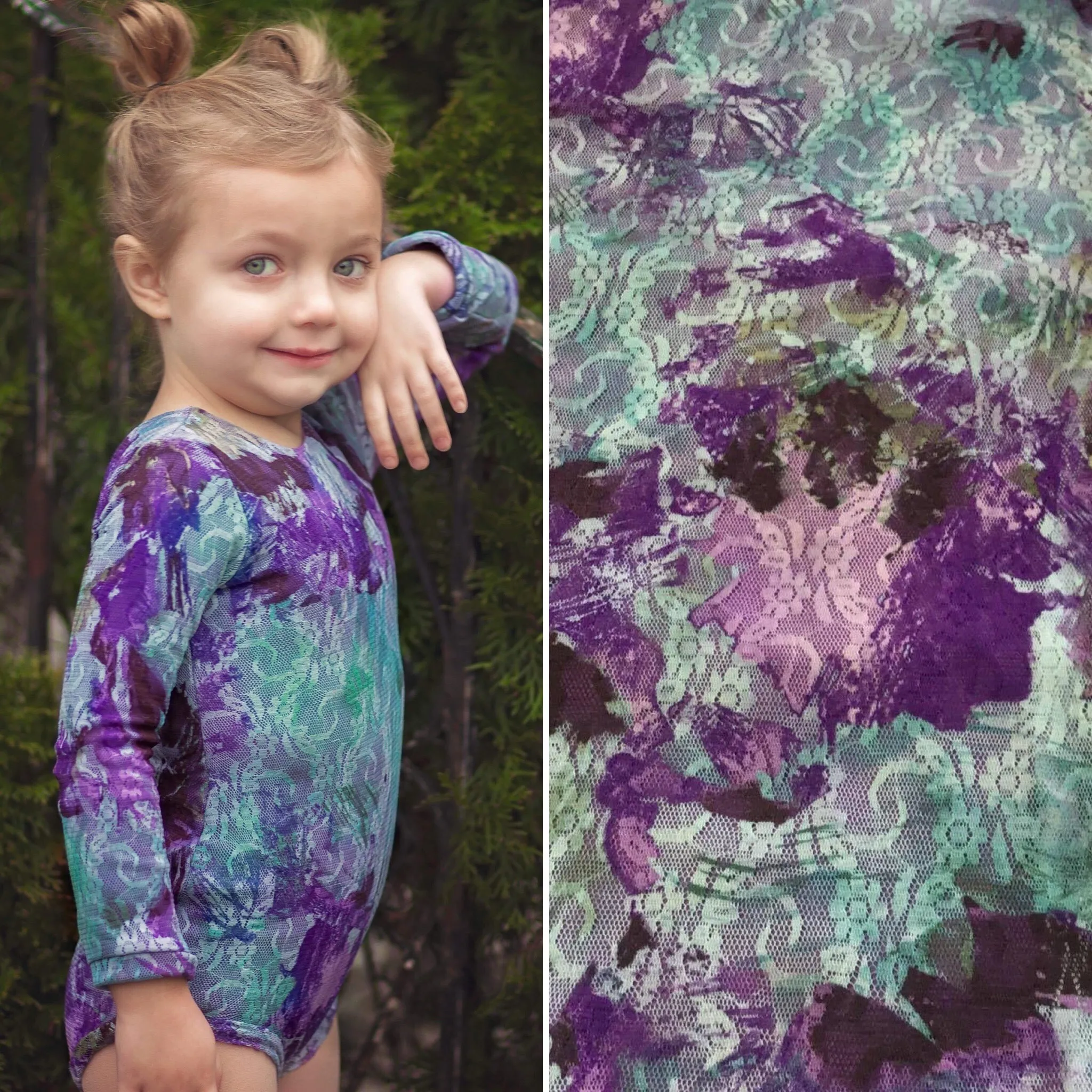 Purple Floral Lace Leotard