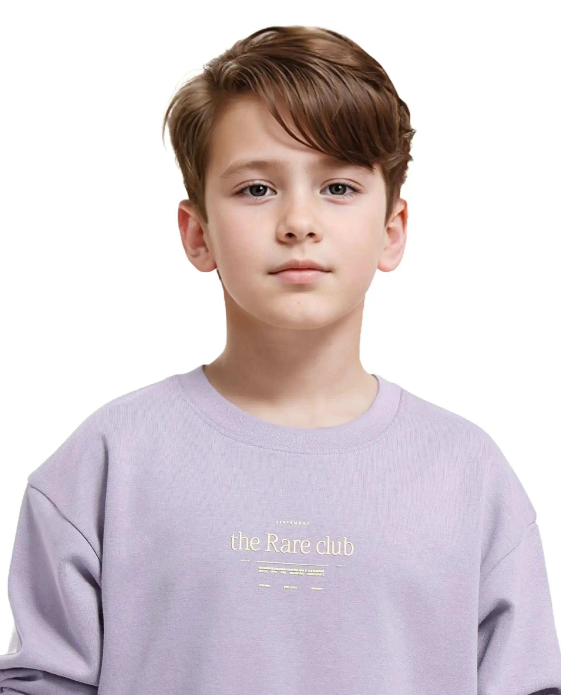 Rare Ones Kids Tamu Dusky Purple Cotton Full Sleeve Crew Neck HD Print With Twill Texture Sweatshirt