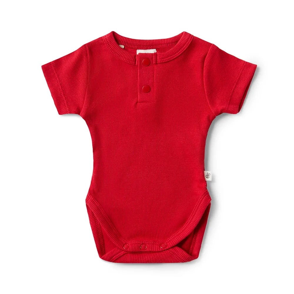 Red Short Sleeve Organic Bodysuit