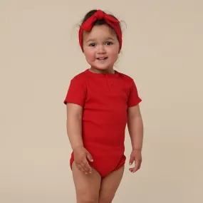 Red Short Sleeve Organic Bodysuit