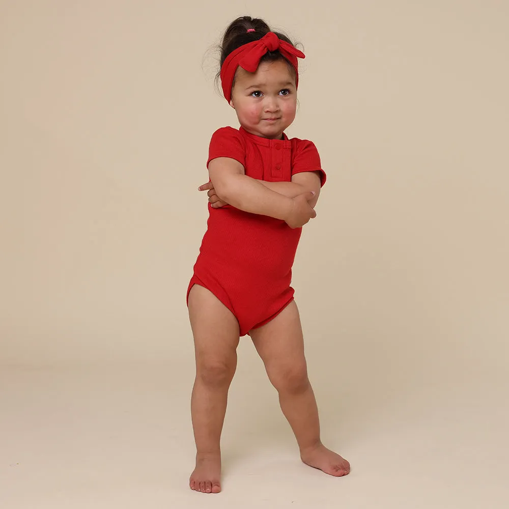 Red Short Sleeve Organic Bodysuit