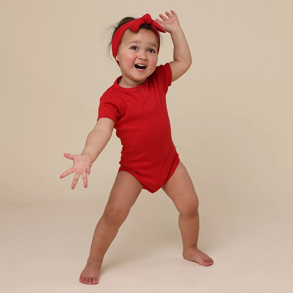 Red Short Sleeve Organic Bodysuit