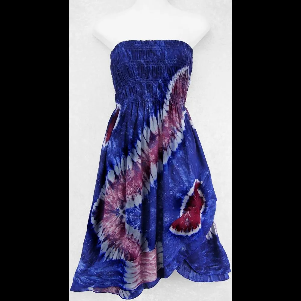 Red, White and Blue Tie-Dye Convertible Dress and Skirt