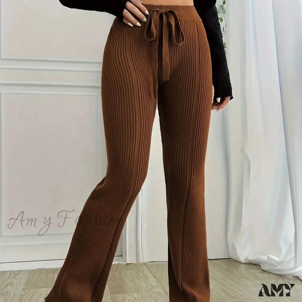 Ribbed Casual Forbidden Knit Women's Everyday Pants