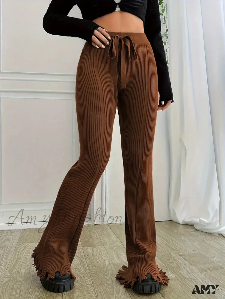 Ribbed Casual Forbidden Knit Women's Everyday Pants