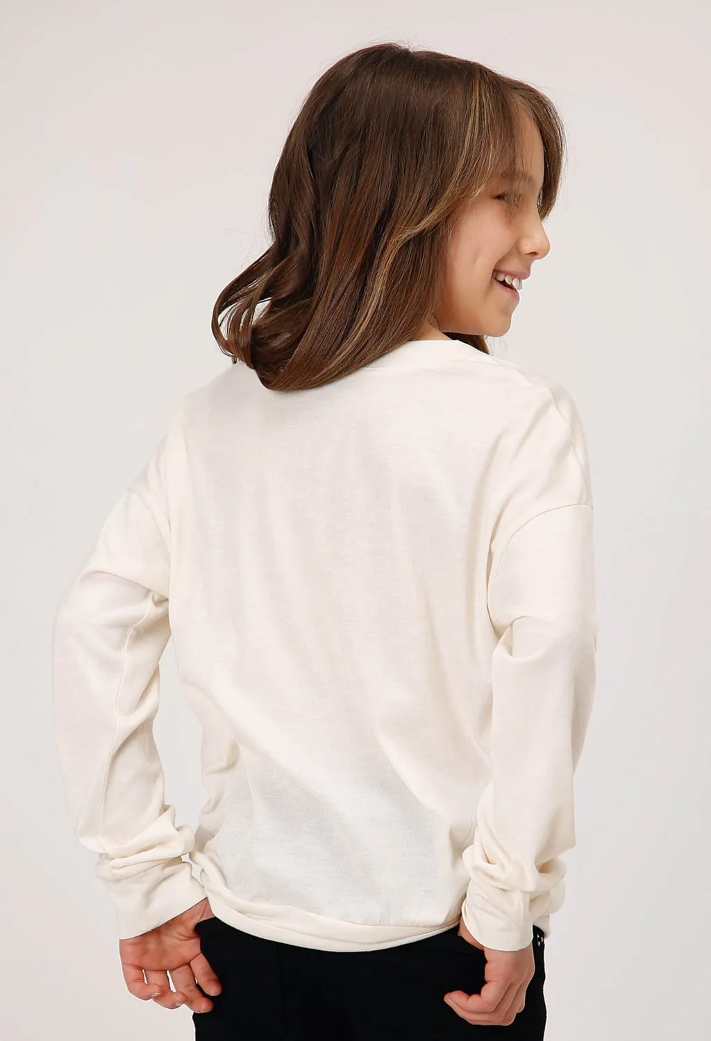 Roper Girls DJ Cow White Poly/Rayon Sweatshirt