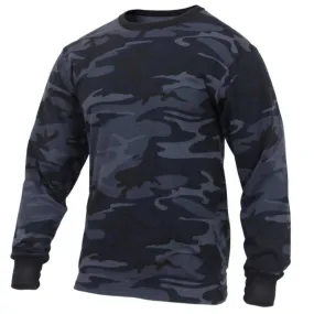 Rothco Mens Long Sleeve Colored Camo T-Shirt - Midnight Blue Camo - Size 2XL