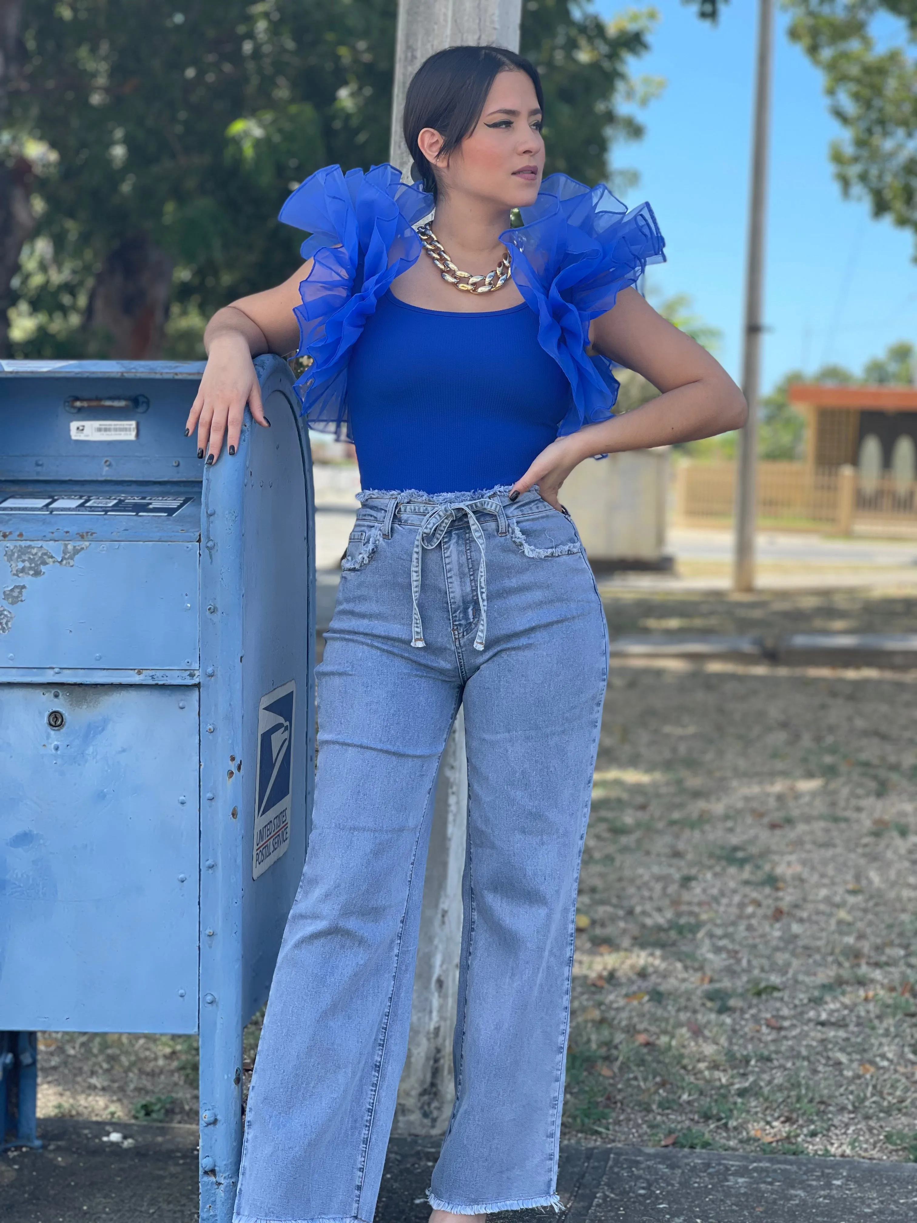 Royal Blue Ruffles Bodysuit