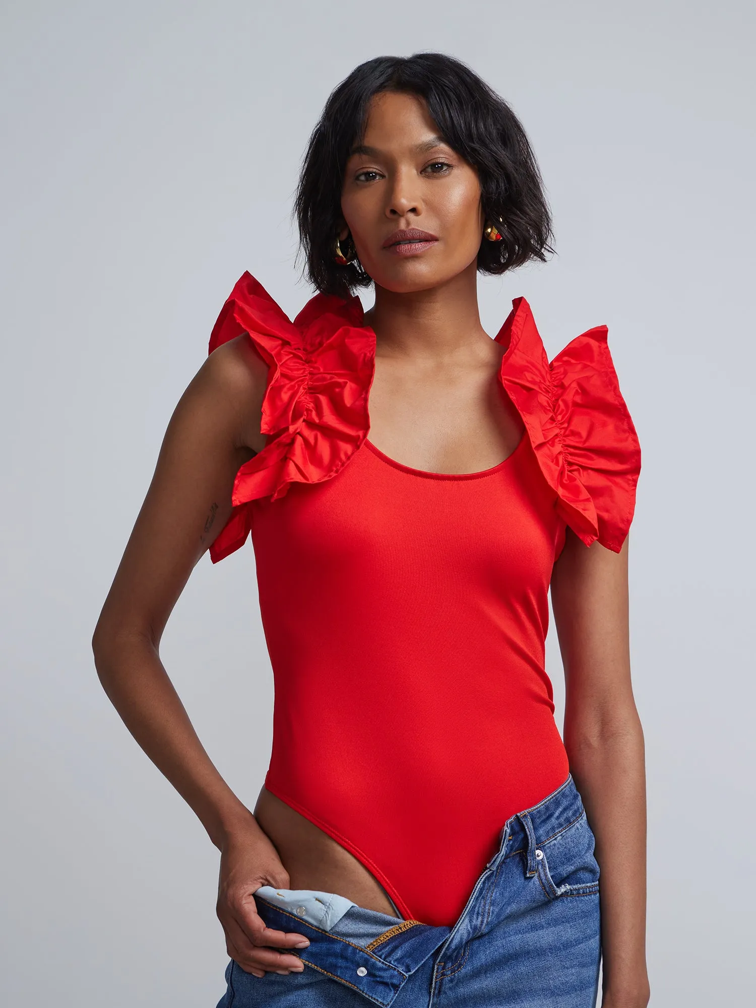 Ruffle-Sleeve Bodysuit - Contour Knits