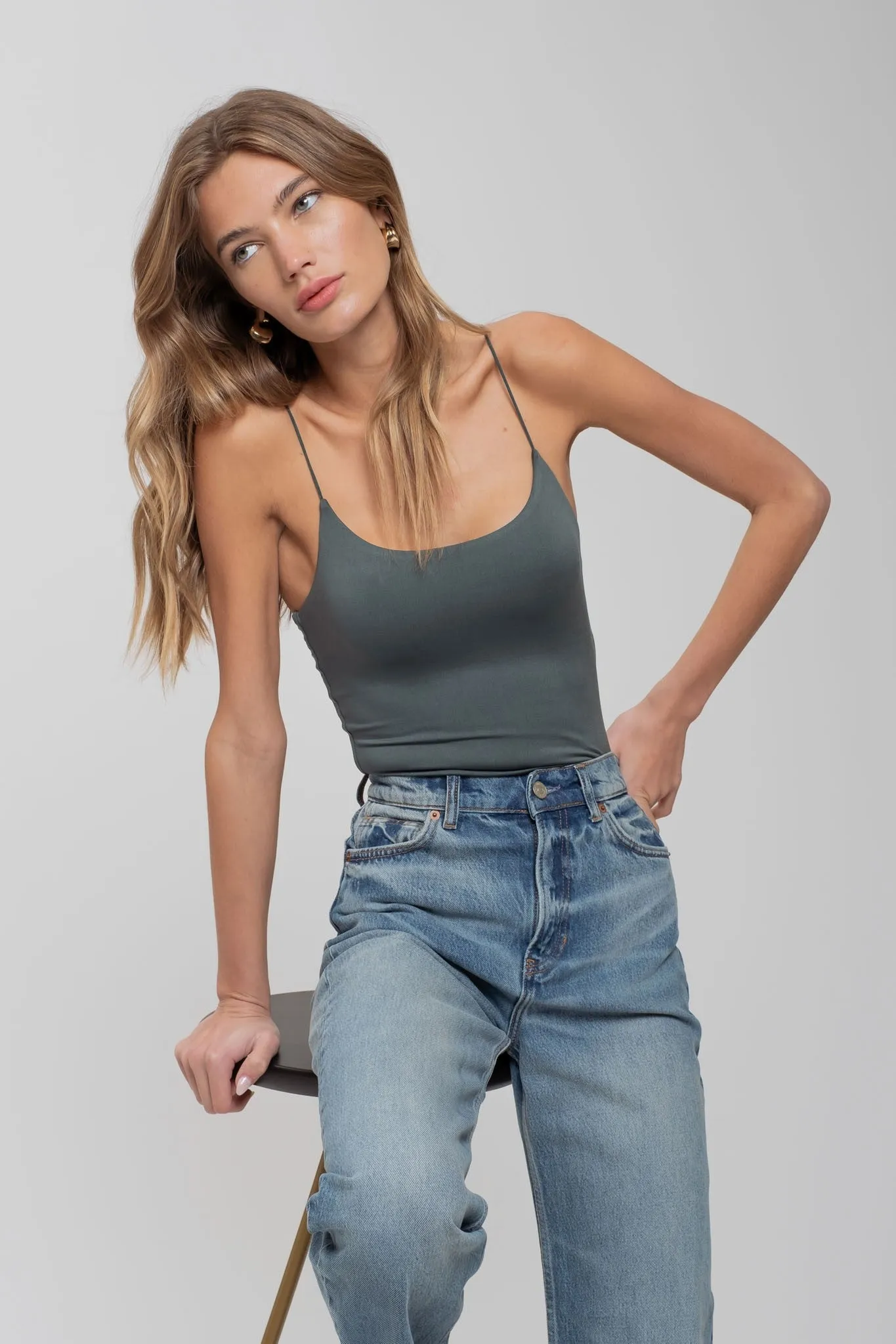 Ryan Thin Strap Seamless Knit Cami Bodysuit