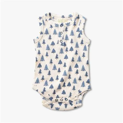 Sapling Child Waffle Tank Bodysuit (Pine Tree)