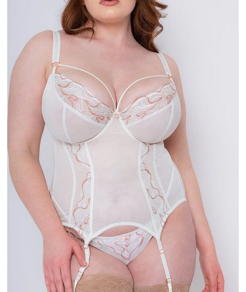 Scantilly Fascinate Plunge Basque - White