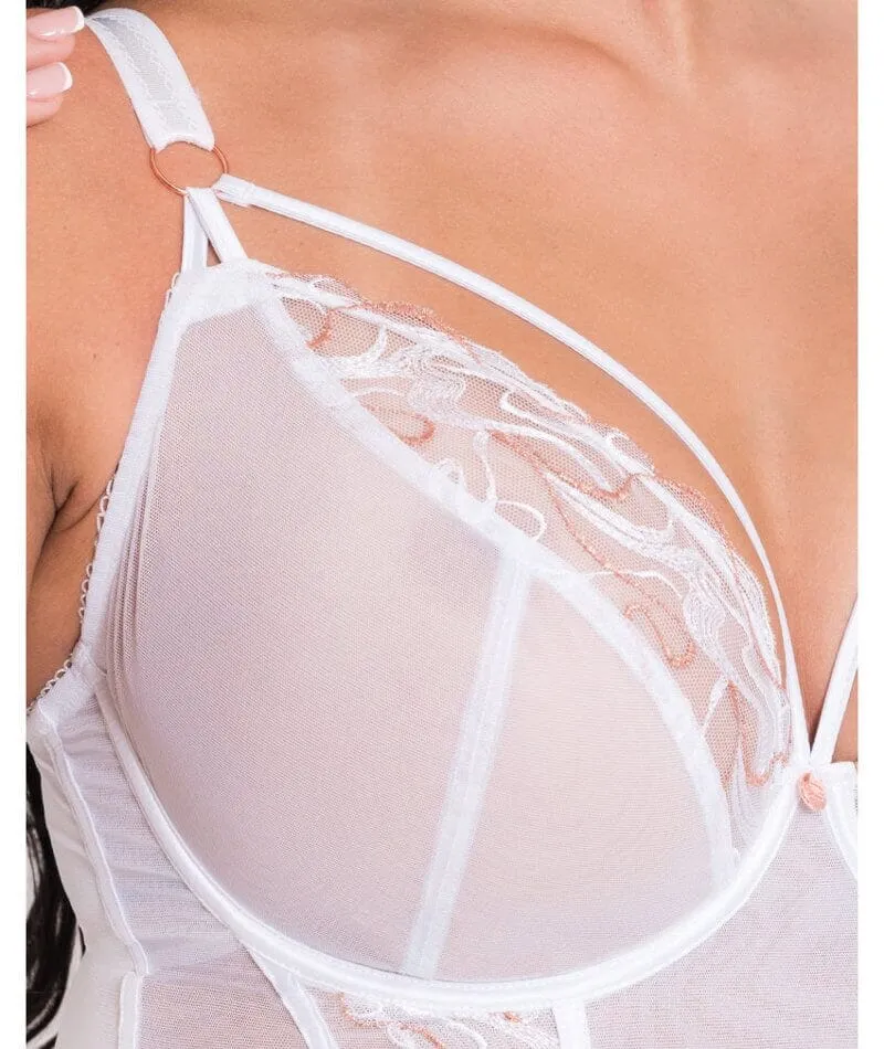 Scantilly Fascinate Plunge Basque - White