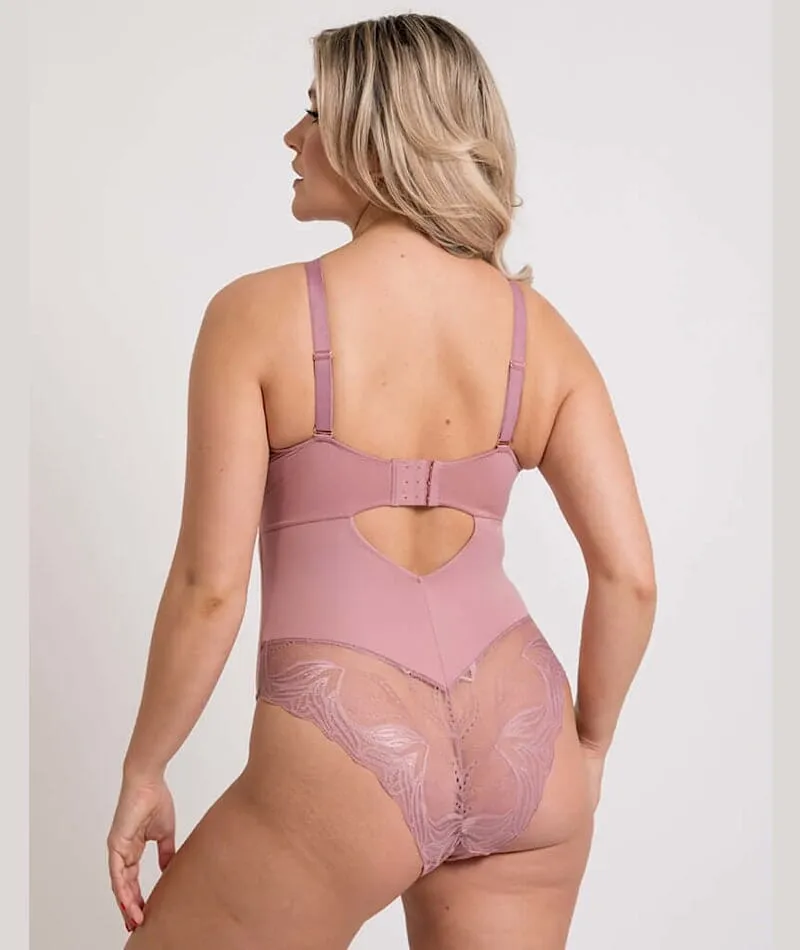 Scantilly Indulgence Stretch Lace Bodysuit - Dusty Rose