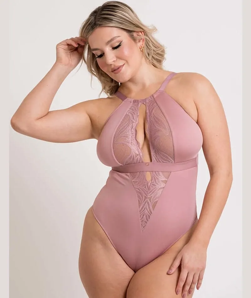 Scantilly Indulgence Stretch Lace Bodysuit - Dusty Rose