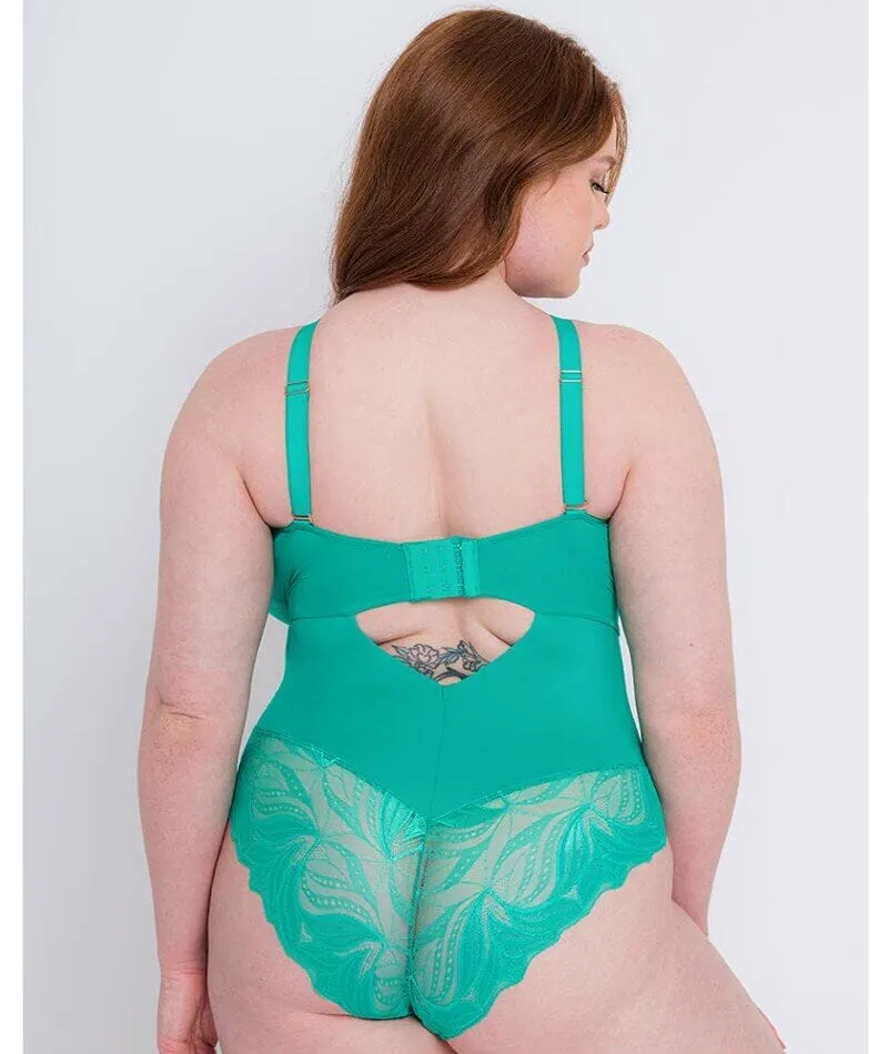 Scantilly Indulgence Stretch Lace Bodysuit - Jade Green