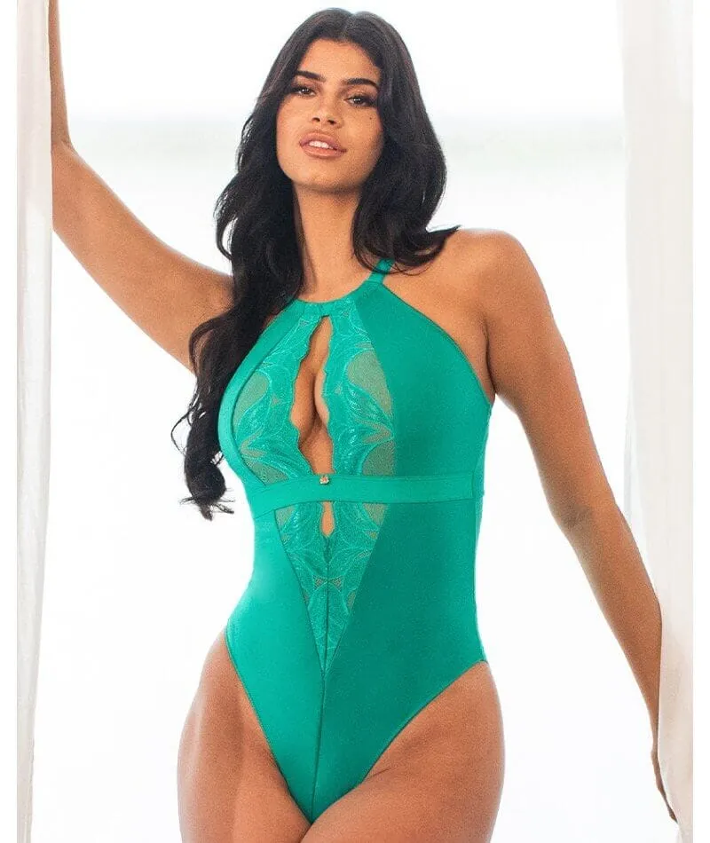 Scantilly Indulgence Stretch Lace Bodysuit - Jade Green