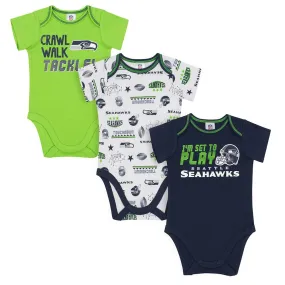 Seahawks All Set To Play 3 Pack Onesies Bodysuits