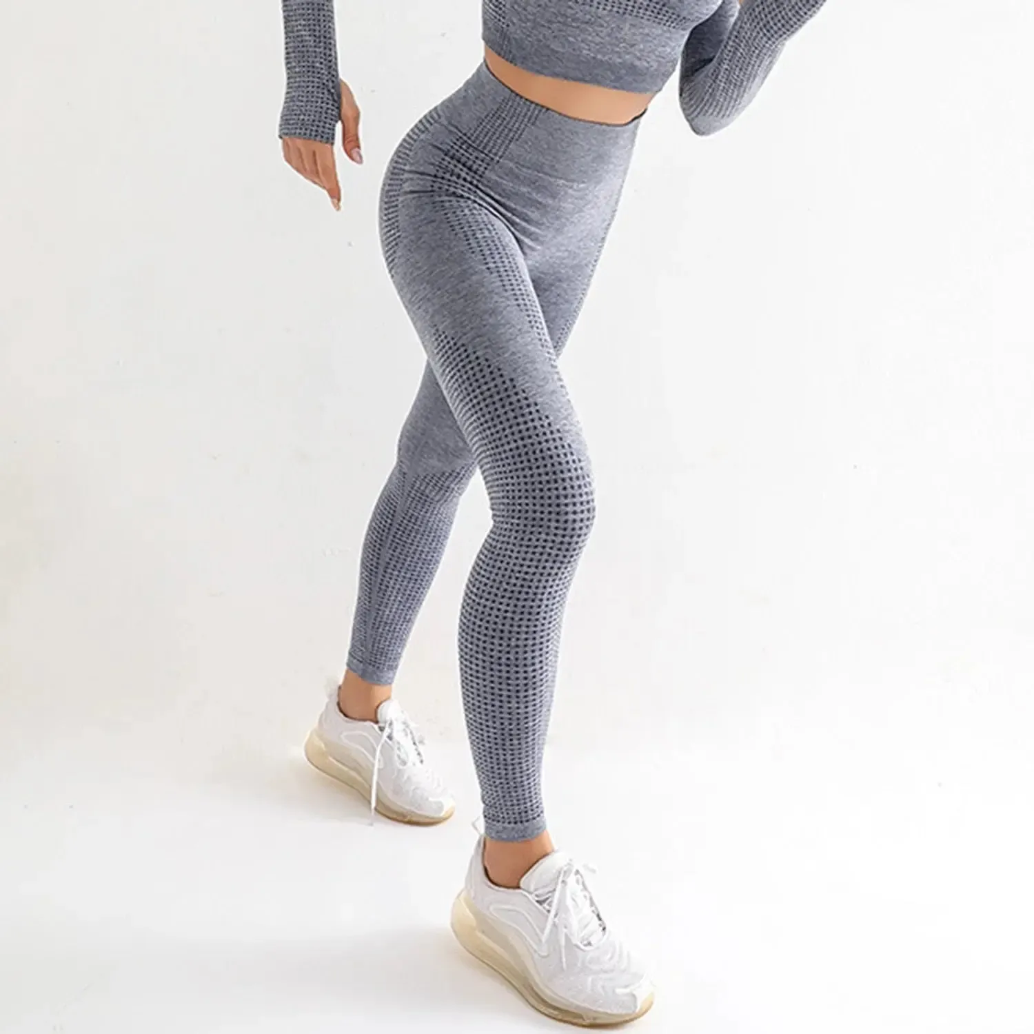 Seamless High Waist Yoga Pants with Energy Dotted Pattern