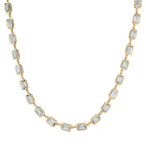 Segmented Bezel Set Blue Topaz Necklace