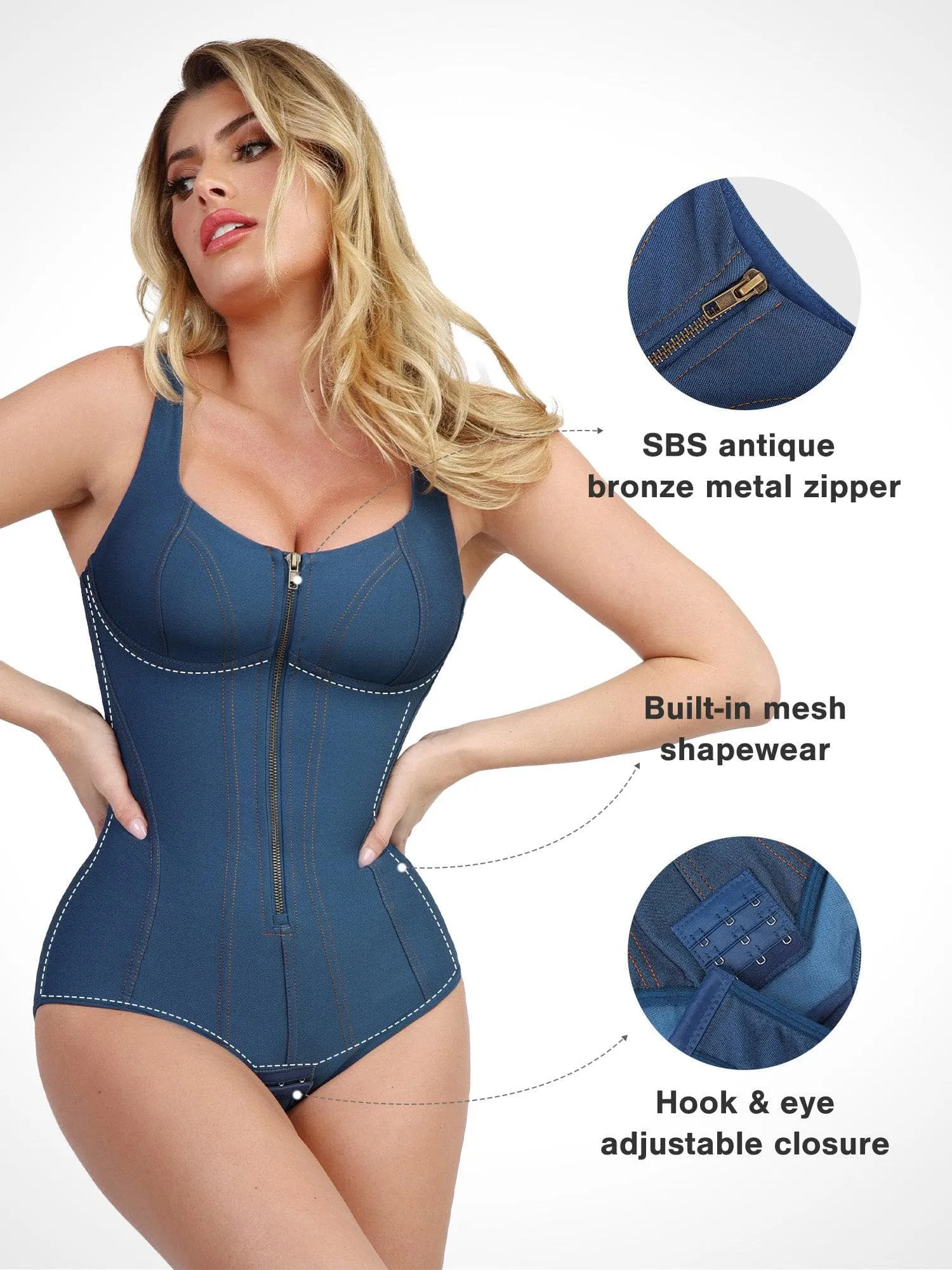 Shapewear Denim Tummy Control Corset Bodysuit