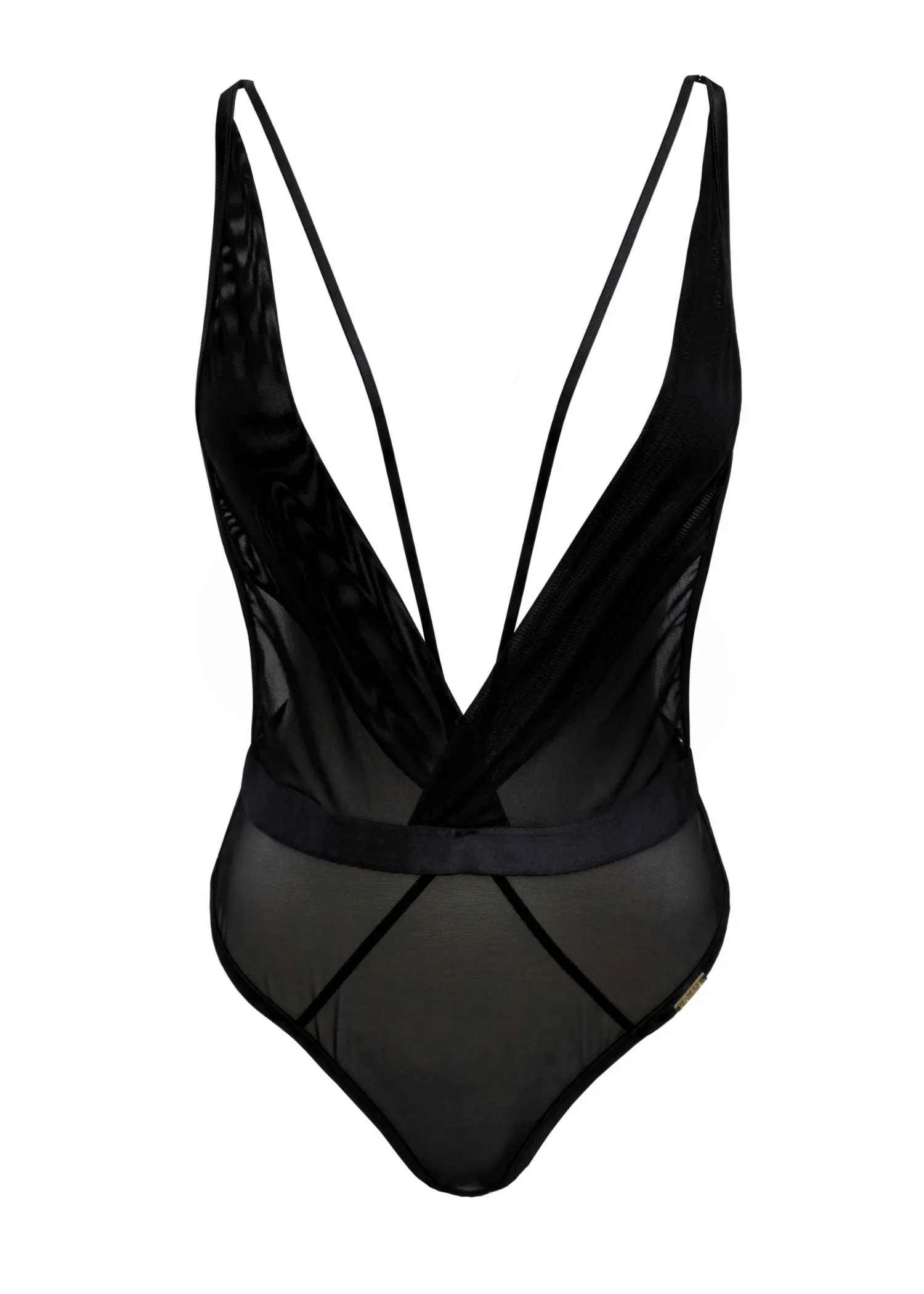 SHEER Deep V Backless Body (Black)