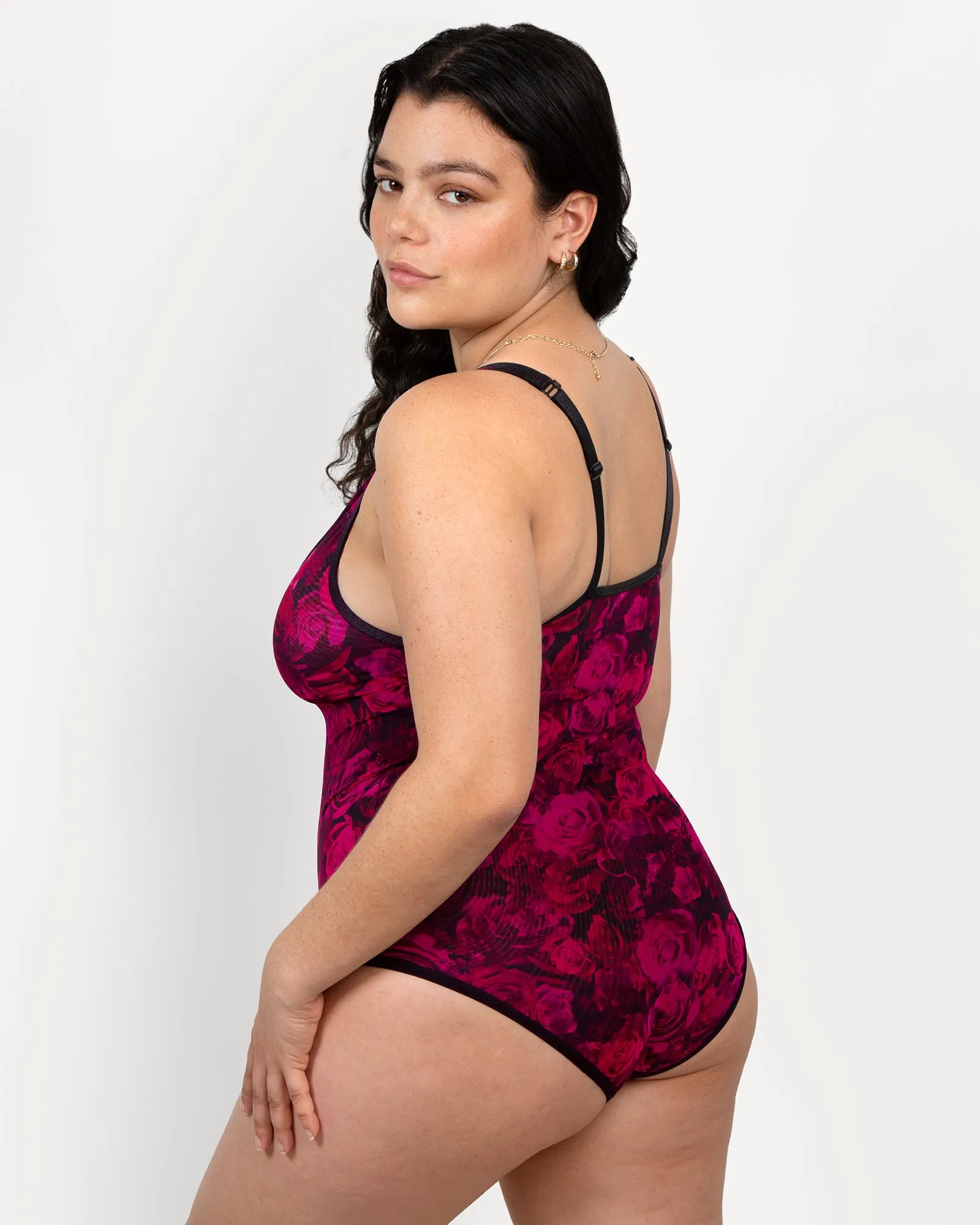 Sheer Mesh Bodysuit - Dramatic Roses