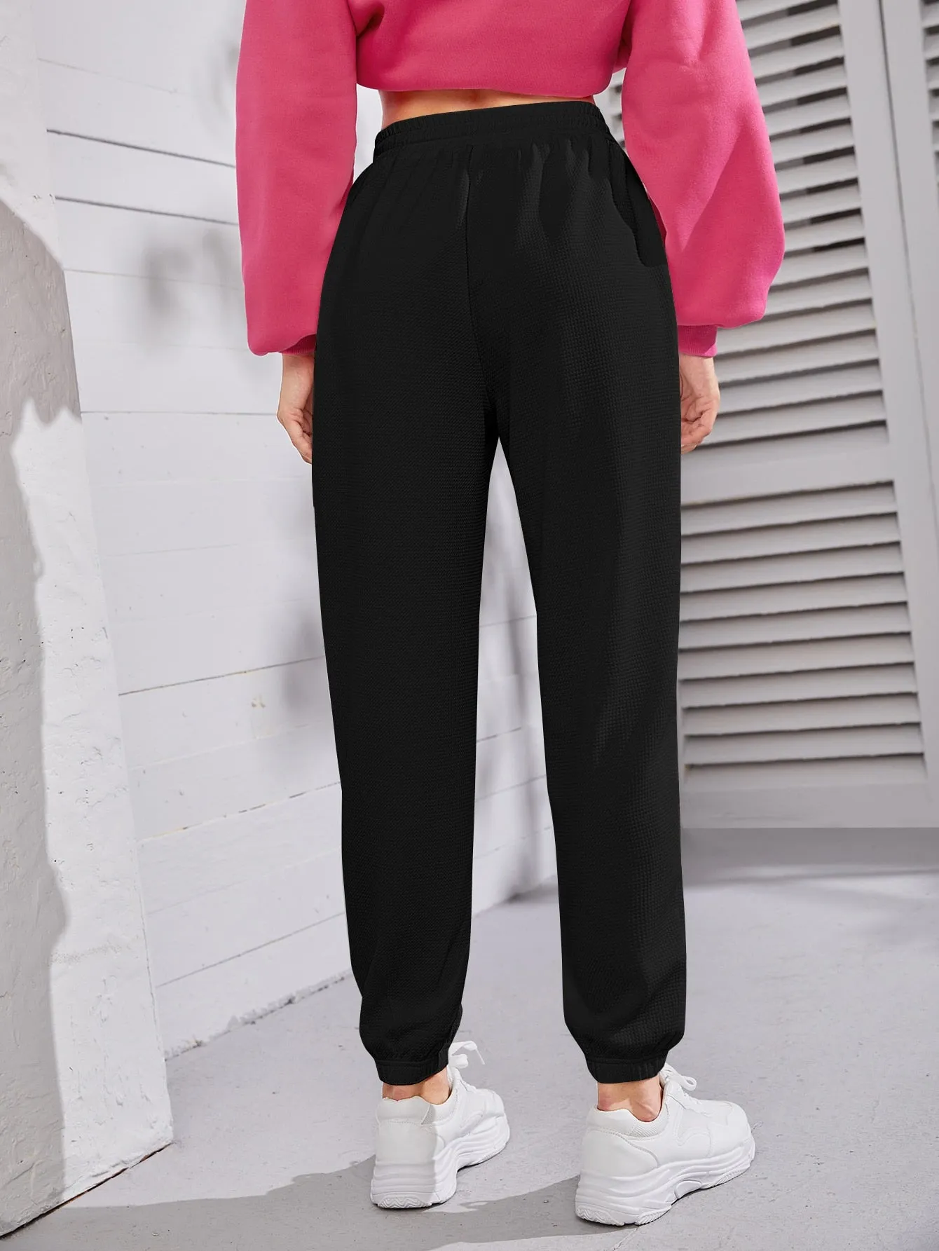 SHEIN Mulvari Solid Drawstring Waist Joggers