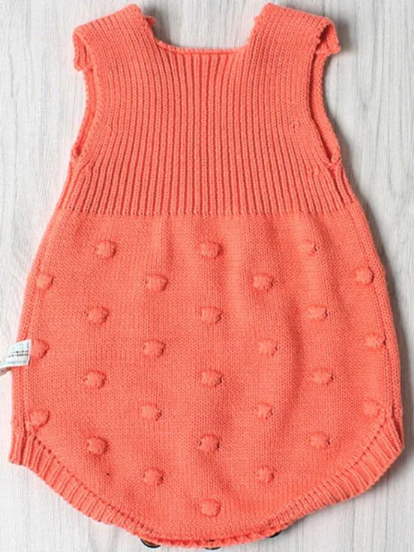 Sleeveless Knitted Wear Buttoned Baby Romper