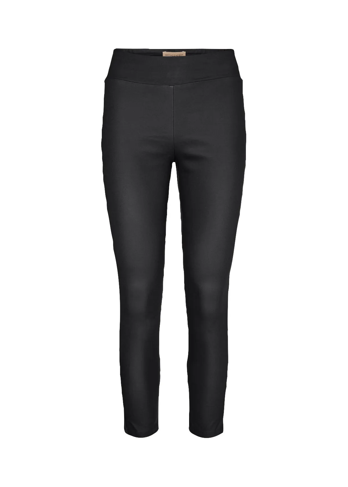 Soya Concept Black Faux Leather Elastic Waist Pant