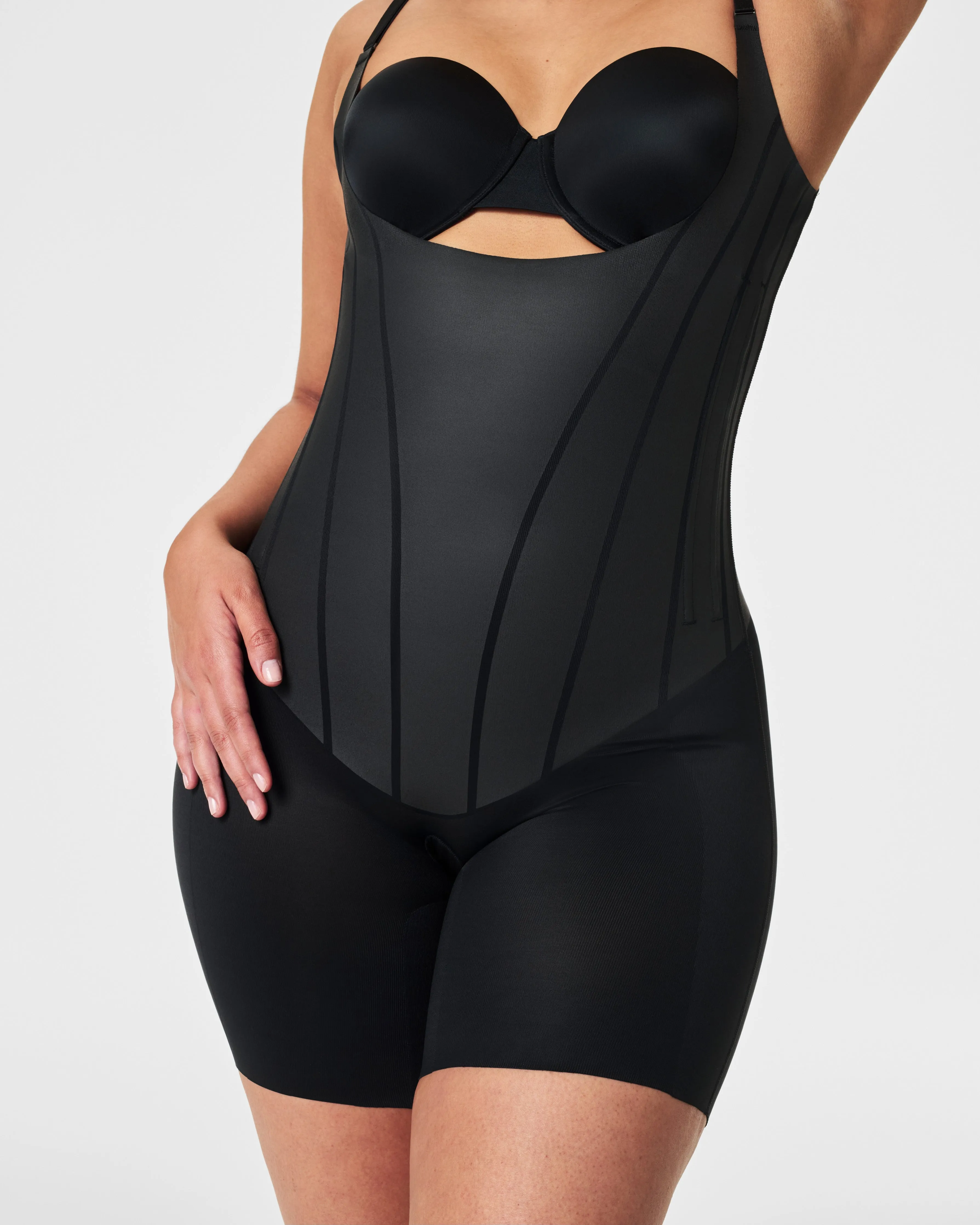 SPANXsculpt™ TotalContour Open-Bust Mid-Thigh Bodysuit