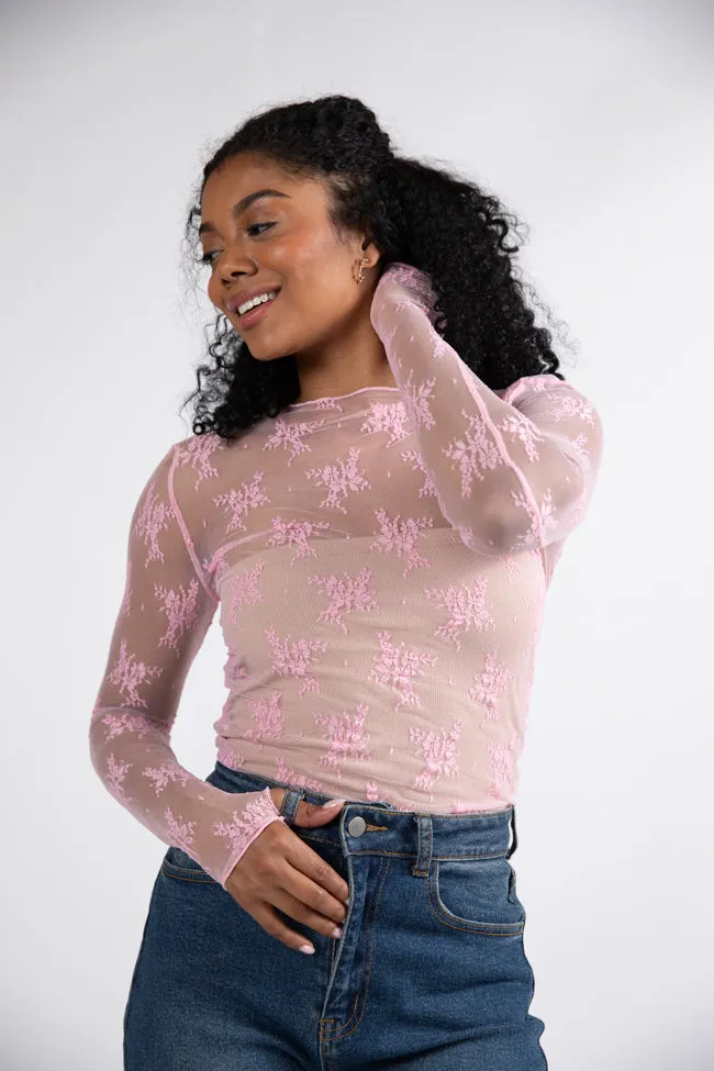 Speak Your Truth Pink Long Sleeve Layering Blouse FINAL SALE