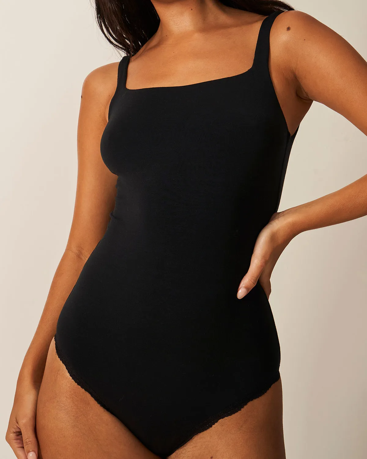 Square Neck Bodysuit - Black