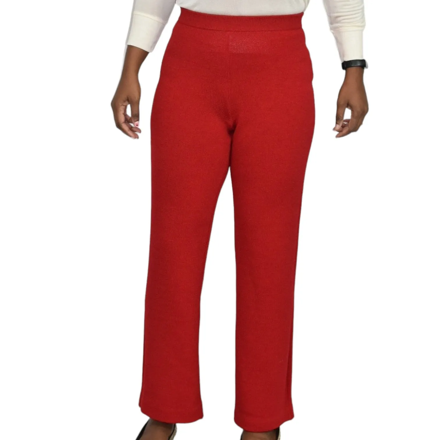 St John Collection Santana Knit Red Pants Trousers Elastic Waistband Vintage Marie Gray Size 0